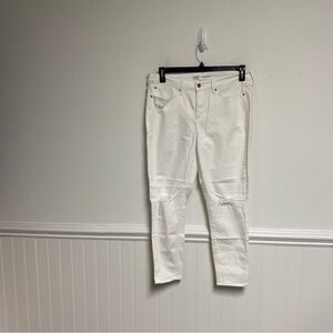 Levi Strauss Women’s White Distressed Mid Rise Skinny Crop Jeans Size 14